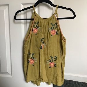 South Moon Under Olive Embroidered Tank Top